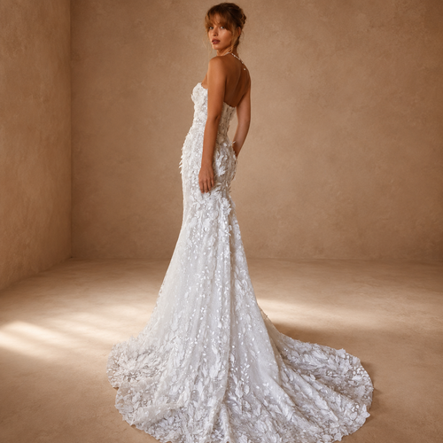SERAPHINA | Handmade Floral Sequin Strapless Mermaid Wedding Dress