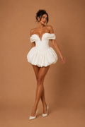VIVIENNE | Off-Shoulder Corset Bubble Mini Wedding Reception Dress
