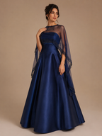 MILA | Luxury Sequin Sleeveless Shawl Evening Gown with Backless Detail