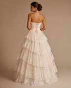 ELOVIA | Strapless Tiered Lace Corset Bridal Ball Gown