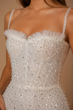 ISOLDE | Sequin-Embellished Corset Mini Dress with Crystal Straps