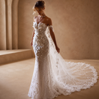 SERAPHINA | Handmade Floral Sequin Strapless Mermaid Wedding Dress