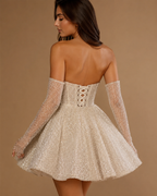 VALERISSA | Beaded Strapless Corset Fit-and-Flare Couture Mini Dress