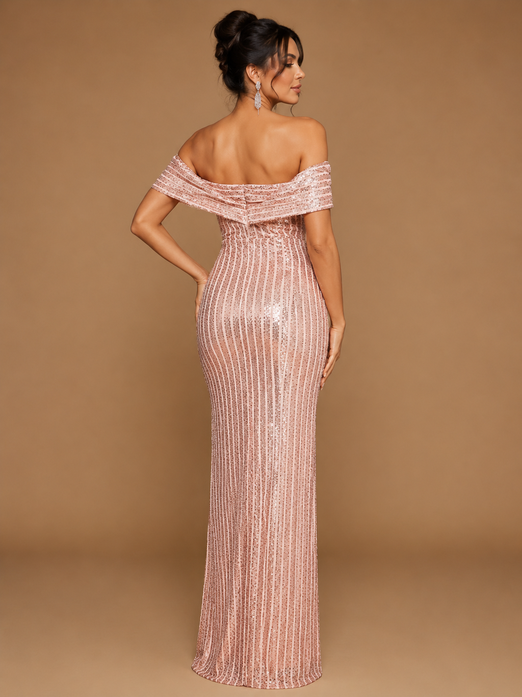 VIVIENNE | Sequin Off-Shoulder High-Slit Evening Gown