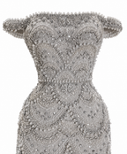 SERELLA | Silver Hand Beaded Off-Shoulder Mermaid Gown
