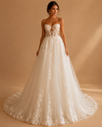 MARIANA | Sweetheart Sleeveless Lace Appliqué A-Line Wedding Dress Bridal Gown
