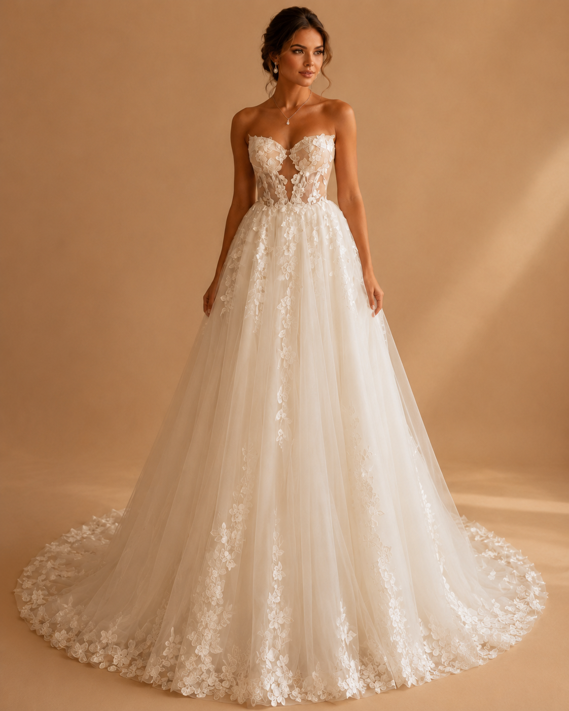 MARIANA | Sweetheart Sleeveless Lace Appliqué A-Line Wedding Dress Bridal Gown