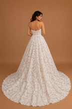 ELYSIEN | Strapless Floral Lace Sparkle Couture Ball Gown