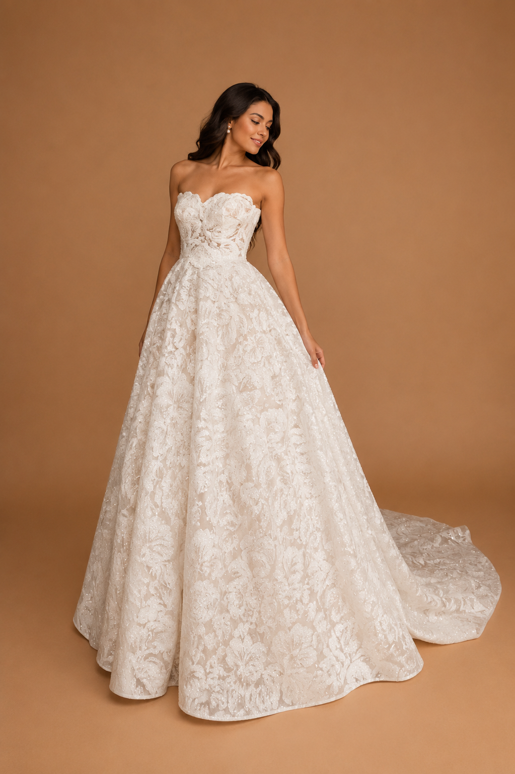 ELYSIEN | Strapless Floral Lace Sparkle Couture Ball Gown