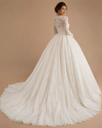 ARABELLA | High Neck Long Sleeve Lace Appliqué Ball Gown Wedding Dress Bridal Gown