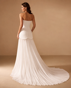 SAVELLE | Strapless Beaded Draped Chiffon Couture Wedding Gown