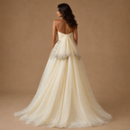 SERAPHINA | Ivory Draped Beaded A-Line Gown