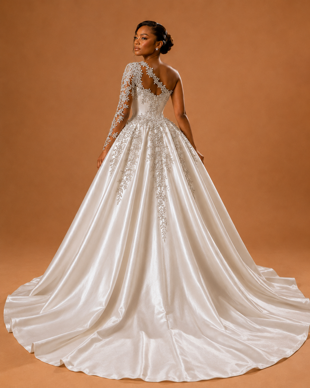 LELIANA | Beaded Long Sleeve Princess Ball Gown Wedding Dress Bridal Gown