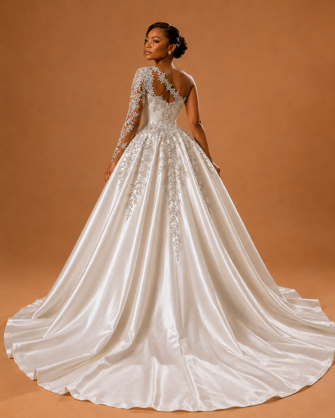 LELIANA | Beaded Long Sleeve Princess Ball Gown Wedding Dress Bridal Gown