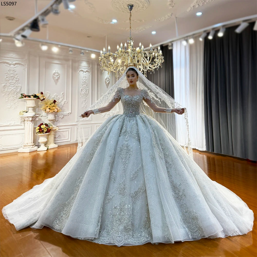 Luxury Wedding Customized Tulle Ball Gown Dress