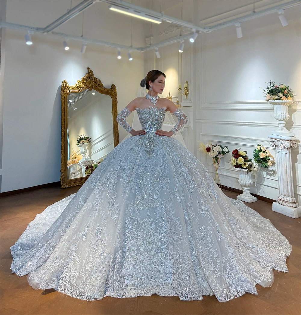 Heavy Beading Strapless Wedding Dress Ball Gown Style