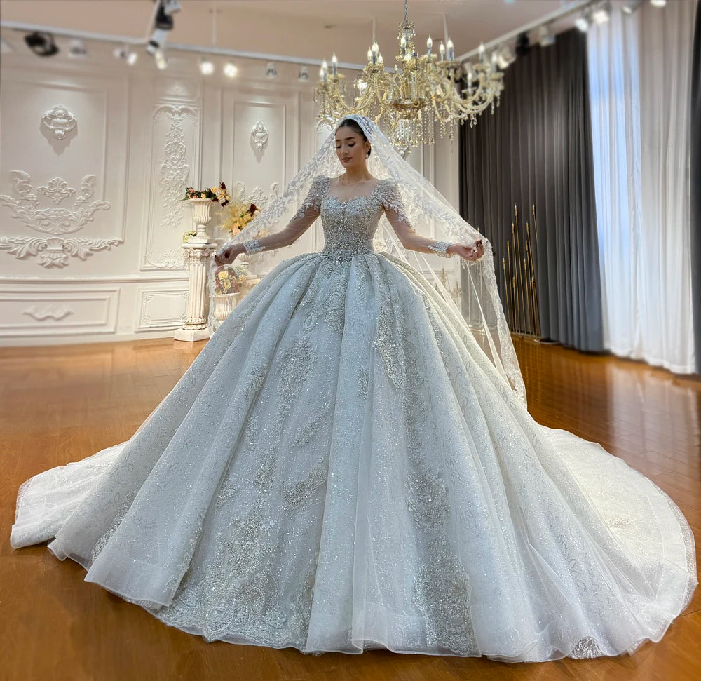 Luxury Wedding Customized Tulle Ball Gown Dress
