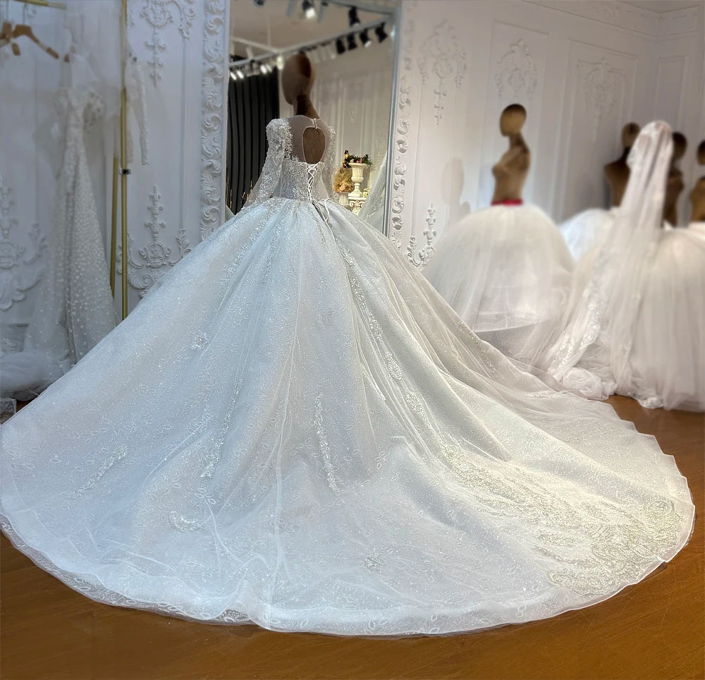 Luxury Wedding Customized Tulle Ball Gown Dress