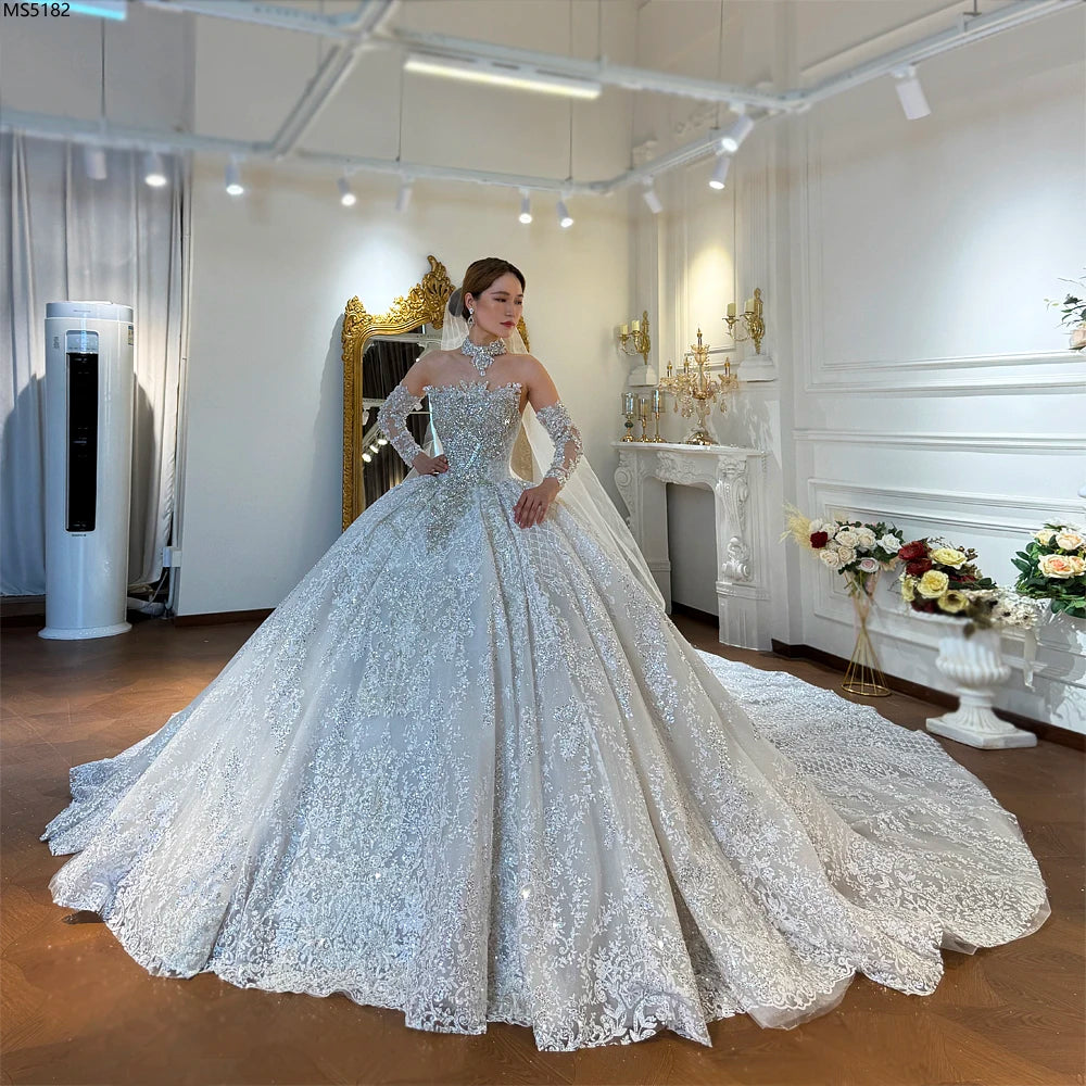 Heavy Beading Strapless Wedding Dress Ball Gown Style