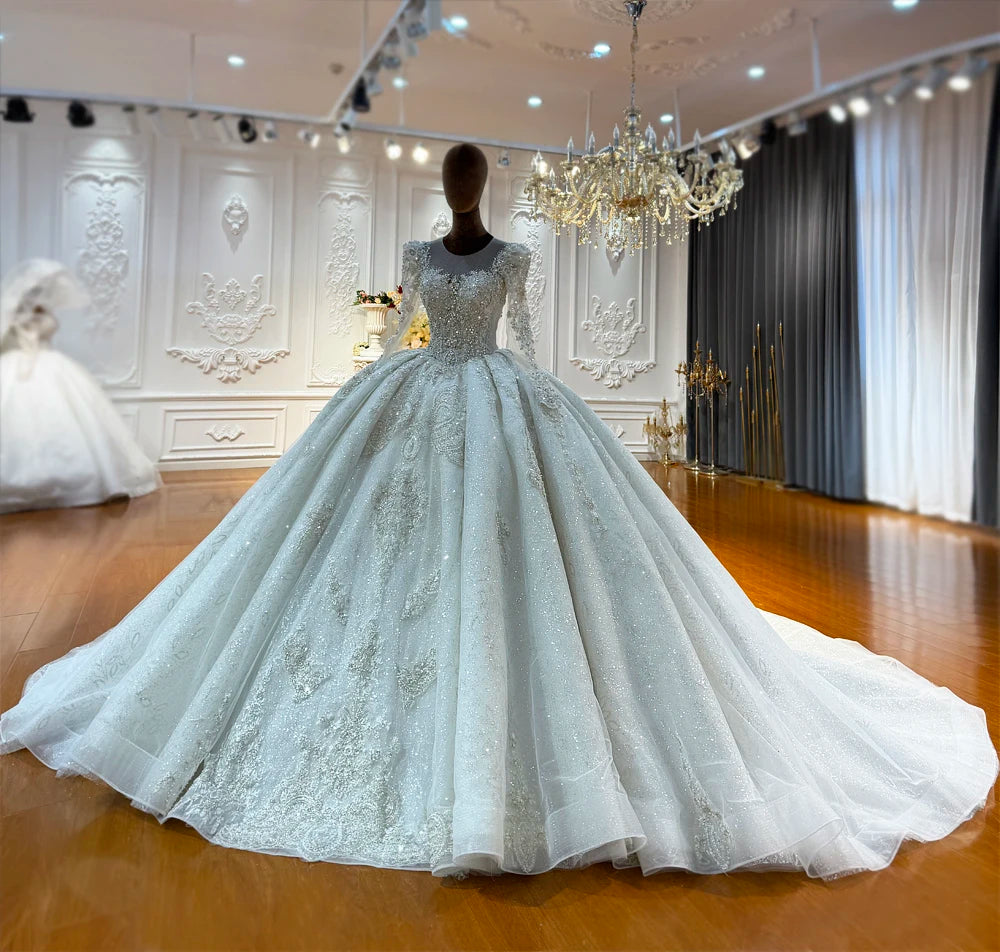 Luxury Wedding Customized Tulle Ball Gown Dress