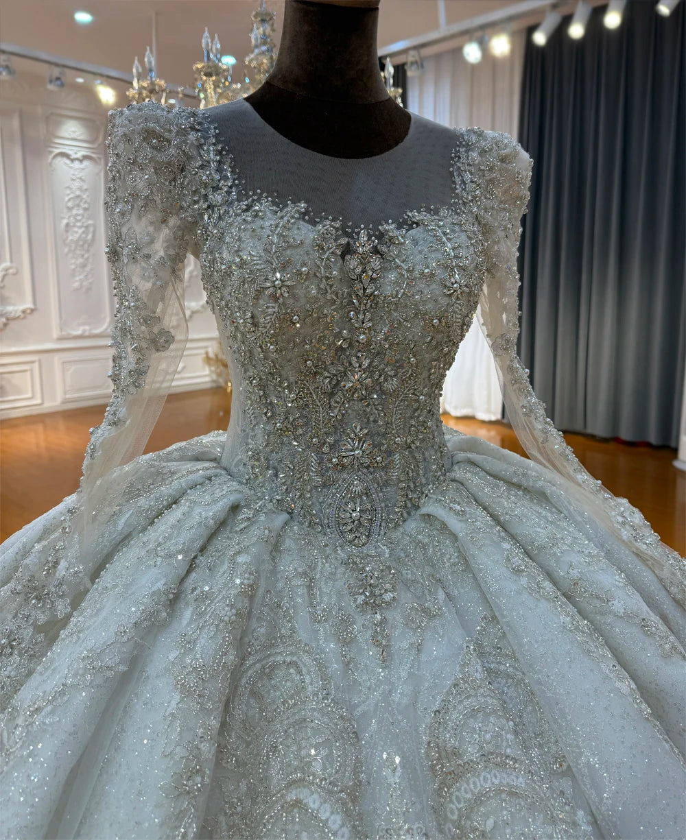 Luxury Wedding Customized Tulle Ball Gown Dress