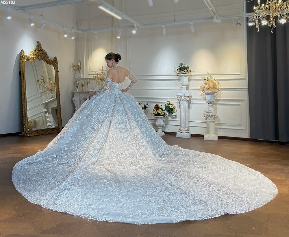 Heavy Beading Strapless Wedding Dress Ball Gown Style