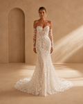 ELOISE | Boho Off-Shoulder Long Sleeve Lace Appliqué Mermaid Bridal Gown