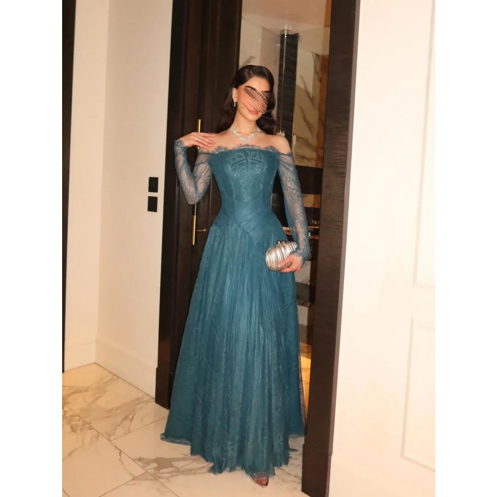 CELESTE | Navy Blue Sequin Sweetheart Prom Gown with Detachable Cape