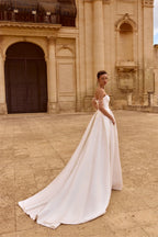 AMABELLE | Strapless Beaded Corset Satin Ball Gown Couture Wedding Dress