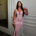 CLARA | Pink Sequin Mermaid Evening Gown with Spaghetti Straps