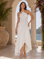 VIOLETTA | Chiffon One Shoulder Ruffle Maxi Dress