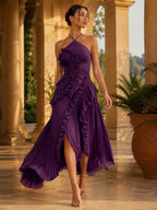 VIOLETTA | Chiffon One Shoulder Ruffle Maxi Dress
