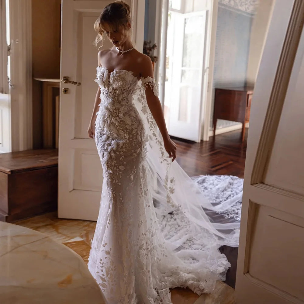 SERAPHINA | Handmade Floral Sequin Strapless Mermaid Wedding Dress