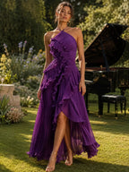 VIOLETTA | Chiffon One Shoulder Ruffle Maxi Dress