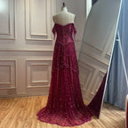 AZARIA | Fuchsia Arabic Beaded A-Line Evening Gown for Formal Occasions