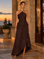 VIOLETTA | Chiffon One Shoulder Ruffle Maxi Dress