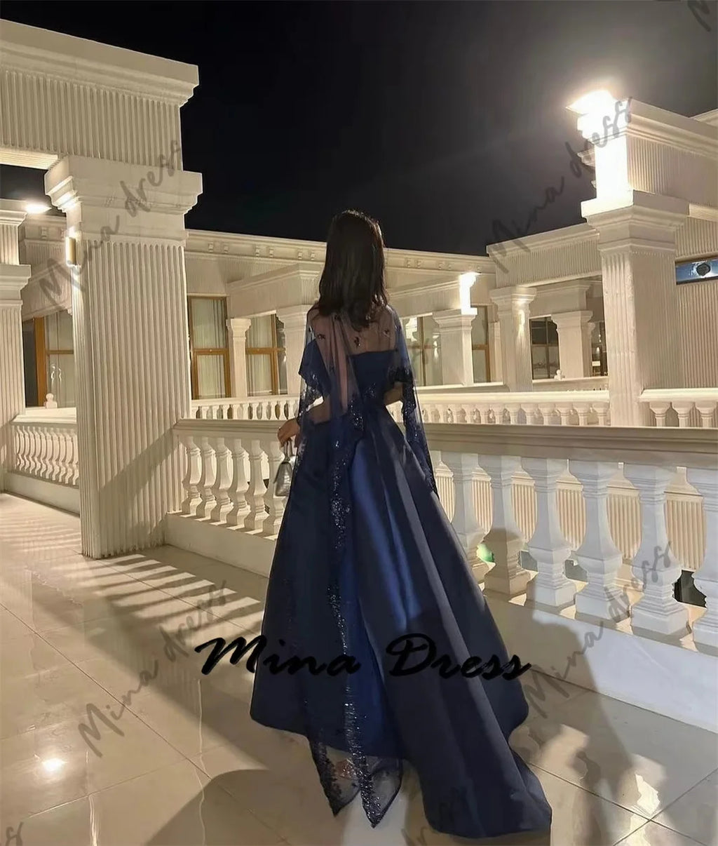 MINA | Luxury Sequin Sleeveless Shawl Evening Gown with Backless Detail