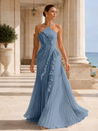 VIOLETTA | Chiffon One Shoulder Ruffle Maxi Dress