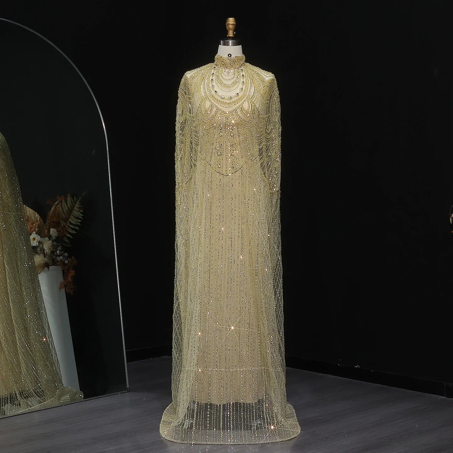 ARIENNE | Nude Luxury Caftan Evening Dress with Elegant Gown Silhouette