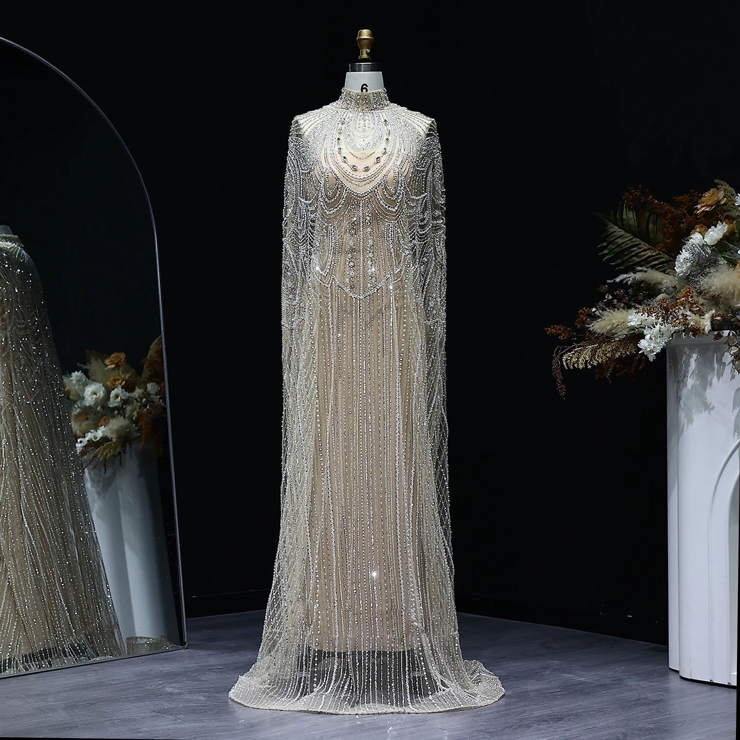 ARIENNE | Nude Luxury Caftan Evening Dress with Elegant Gown Silhouette