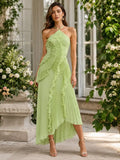 VIOLETTA | Chiffon One Shoulder Ruffle Maxi Dress