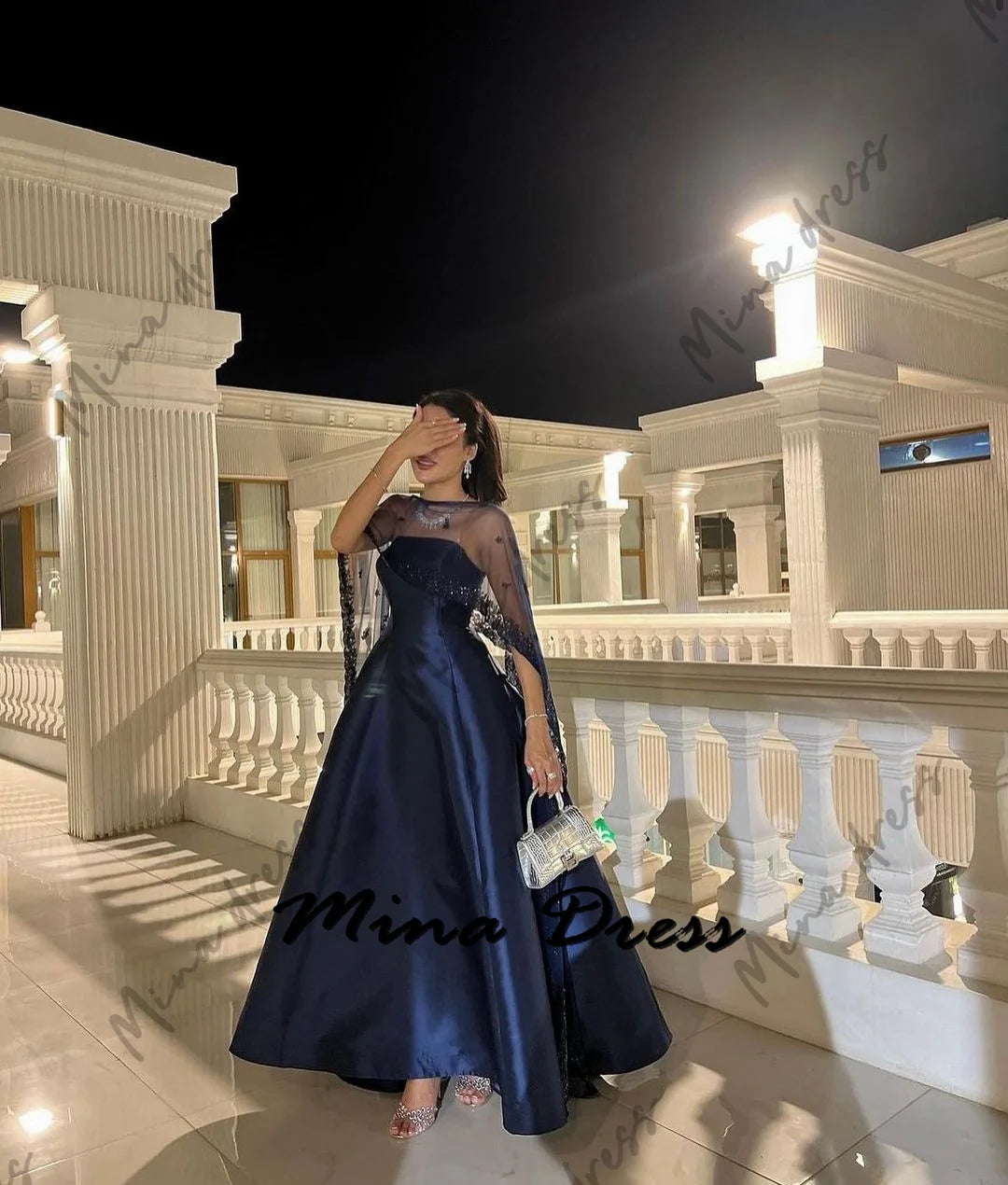 MINA | Luxury Sequin Sleeveless Shawl Evening Gown with Backless Detail
