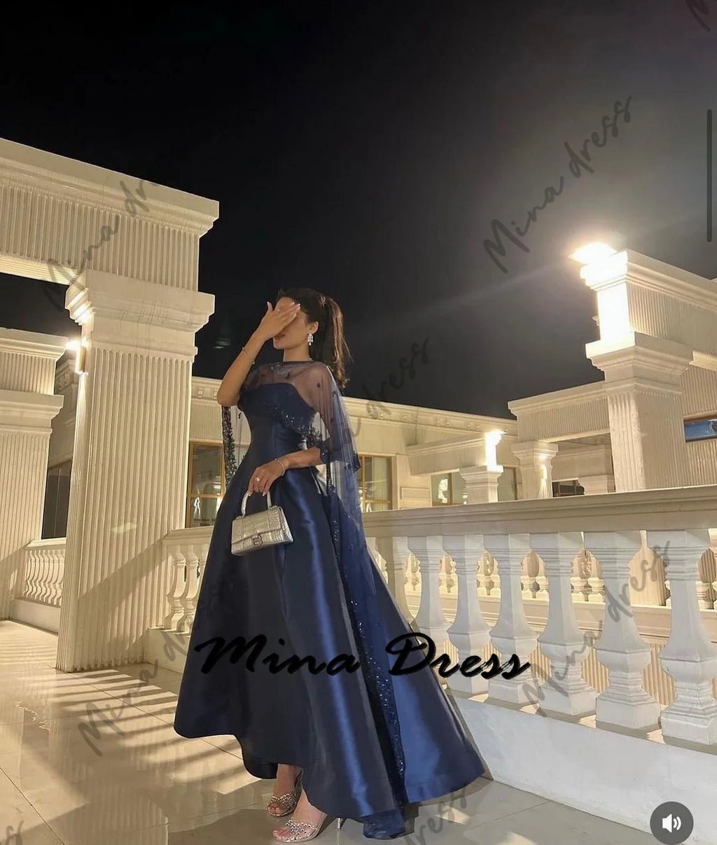 MINA | Luxury Sequin Sleeveless Shawl Evening Gown with Backless Detail