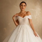 GABRIELLA | Off-Shoulder Sparkle Ball Gown Wedding Dress