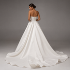 CELESTIA | Strapless Pearl-Detailed Satin Ball Gown Wedding Dress
