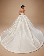 CAMILLA | Off-Shoulder Beaded Corset Satin Ball Gown Wedding Dress