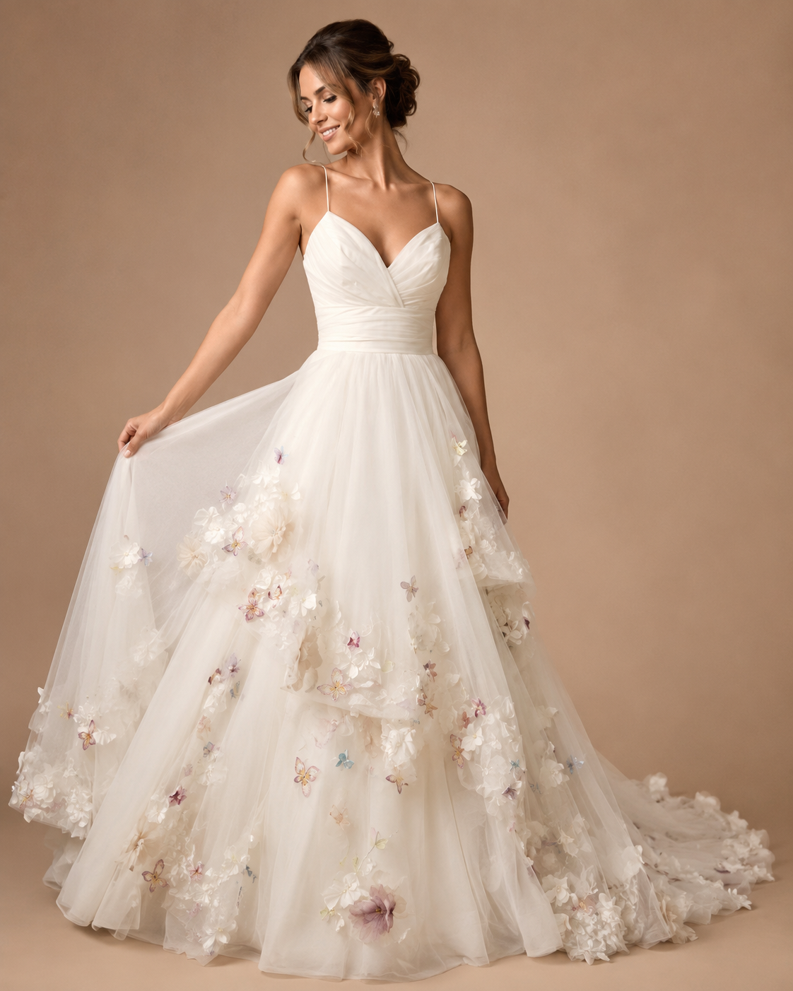 SERAPHINE | 3D Floral Butterfly Tulle Bridal Ball Gown