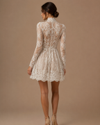 MAELIS | High-Neck Long Sleeve Lace Corset Couture Mini Dress