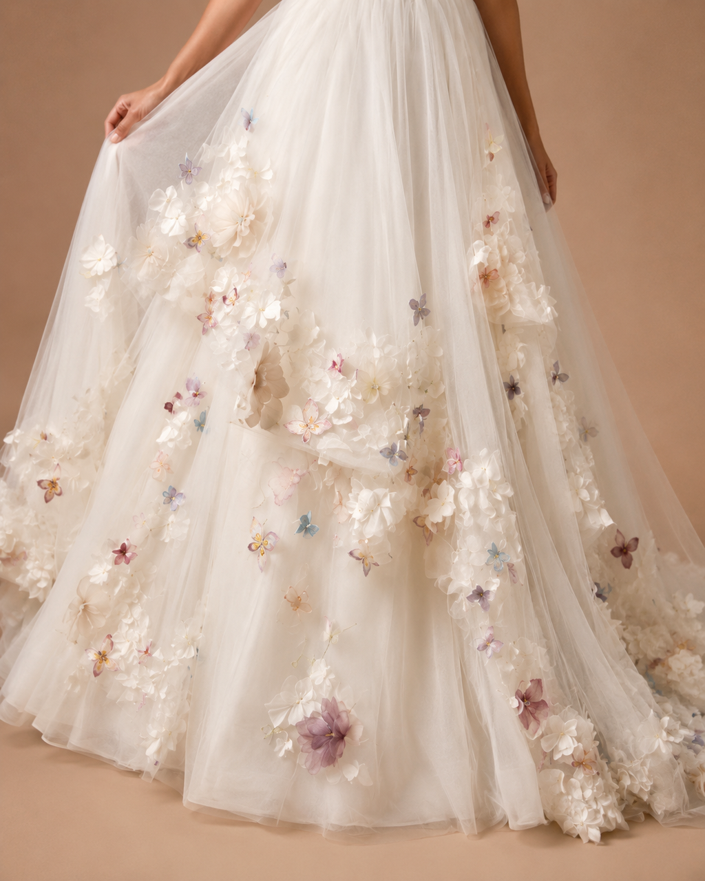 SERAPHINE | 3D Floral Butterfly Tulle Bridal Ball Gown