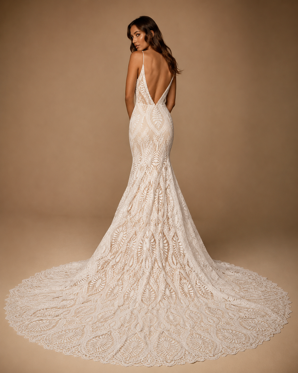 SORELLA | Bohemian Beach Lace Sleeveless Open Back Mermaid Wedding Dress Bridal Gown